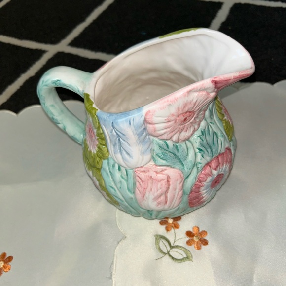 Vintage Beautiful Embossed Flowers Pitcher - Picture 1 of 7